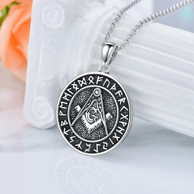Sterling Silver Masonic Symbol Pendant Necklace for Men-3