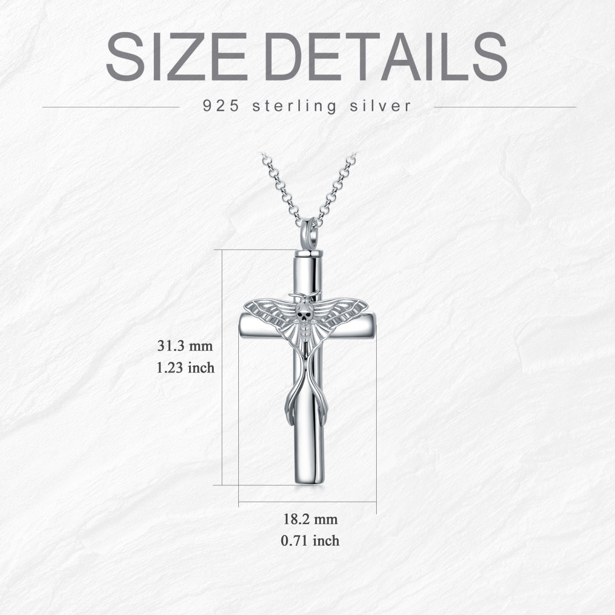 Sterling Silber Kreuz & Totenkopf Urnenhalskette-5