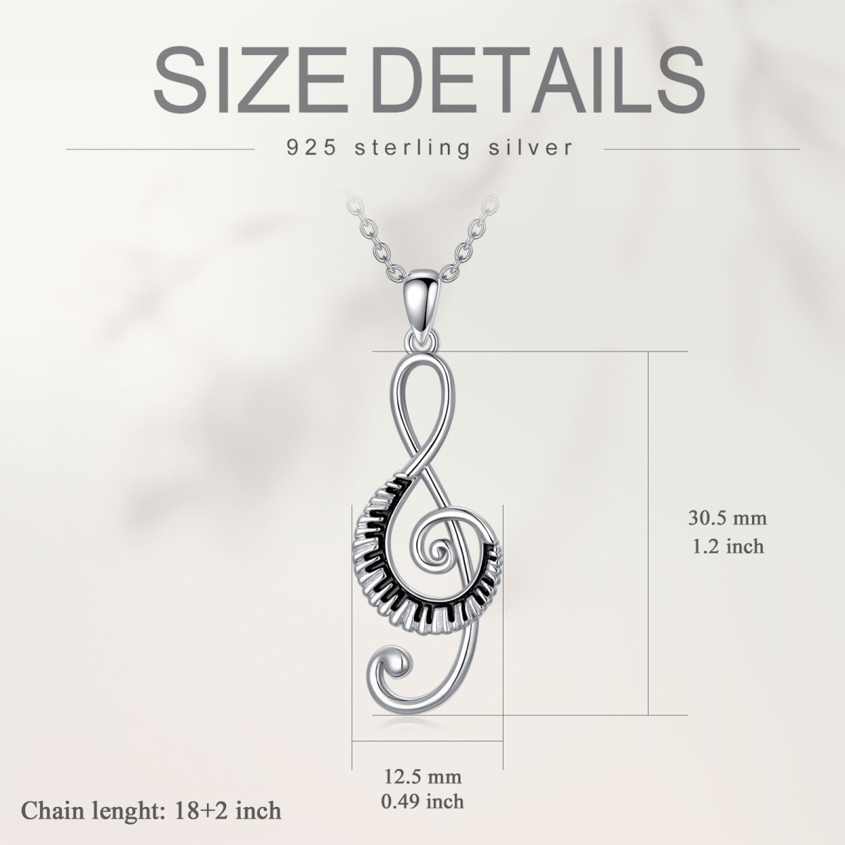 Sterling Silber Musik Symbol & Klavier Anhänger Halskette-6