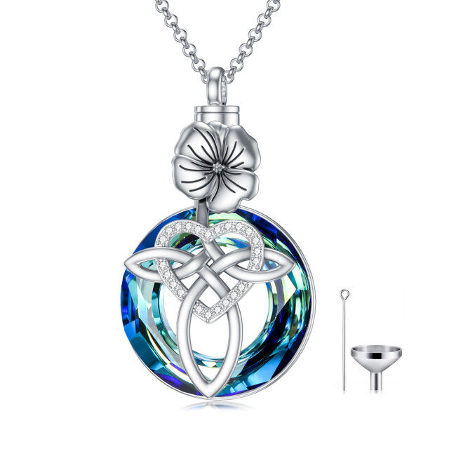 Sterling Silver Crystal Birth Flower & Cross & Heart Urn Necklace for Ashes-0