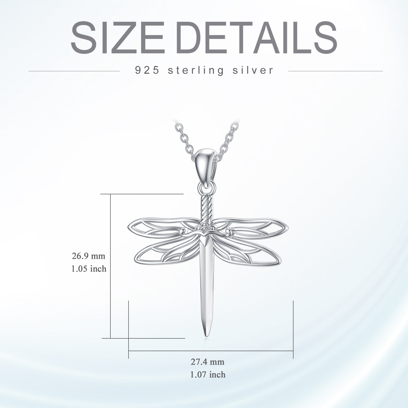 Sterling Silver Dragonfly & Sword Pendant Necklace-6