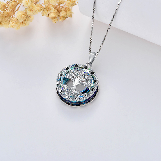 Collier pendentif rond en argent sterling avec pendentif en cristal d'arbre de vie-3