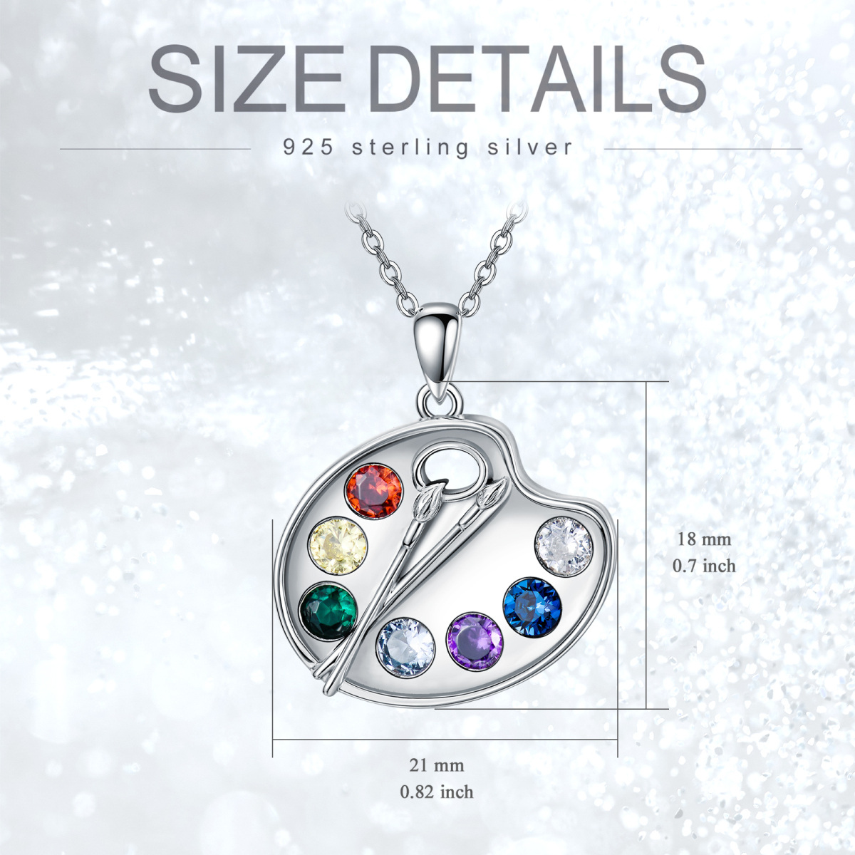 Artist Paint Palette and Brush Necklace 925 Sterling Silver Pigment Necklace for Women-6