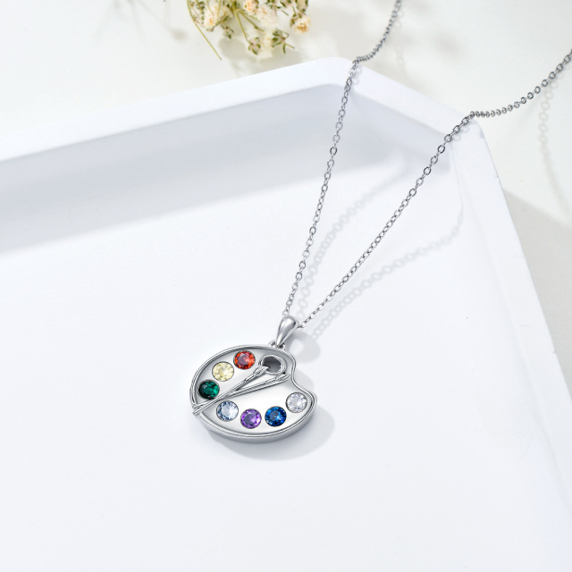 Artist Paint Palette and Brush Necklace 925 Sterling Silver Pigment Necklace for Women-4
