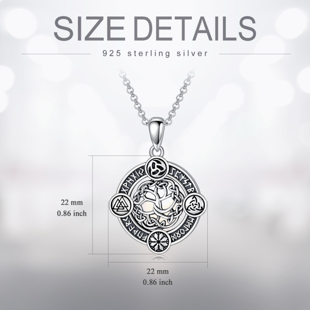 Sterling Silver with Black Rhodium Tree Of Life Pendant Necklace-2