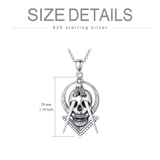 Sterling Silver Skull Pendant Necklace-2