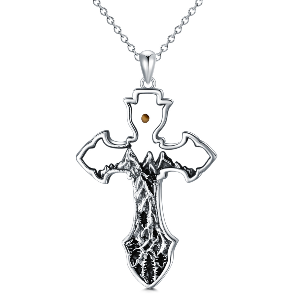 Sterling Silver Cross Pendant Necklace-1