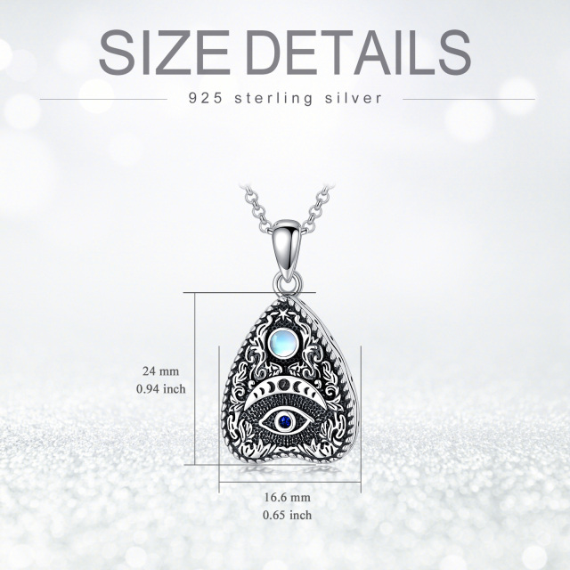Sterling Silver with Black Rhodium Circular Shaped Moonstone Evil Eye Urn Necklace for Ashes-4