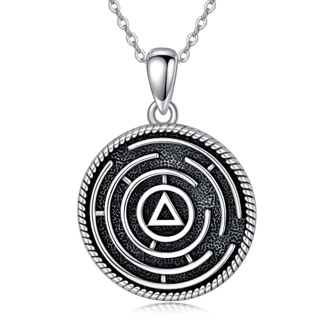 Sterling Silver AA Alcoholics Anonymous Pendant Necklace-0