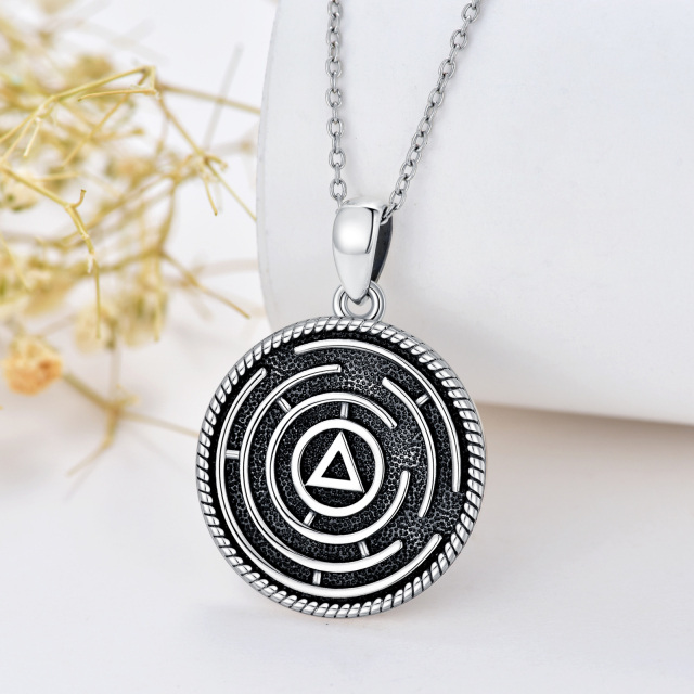 Sterling Silver AA Alcoholics Anonymous Pendant Necklace-2