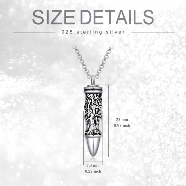 Sterling Silber Vintage Baum des Lebens & Bullet Urne Halskette für Asche-6