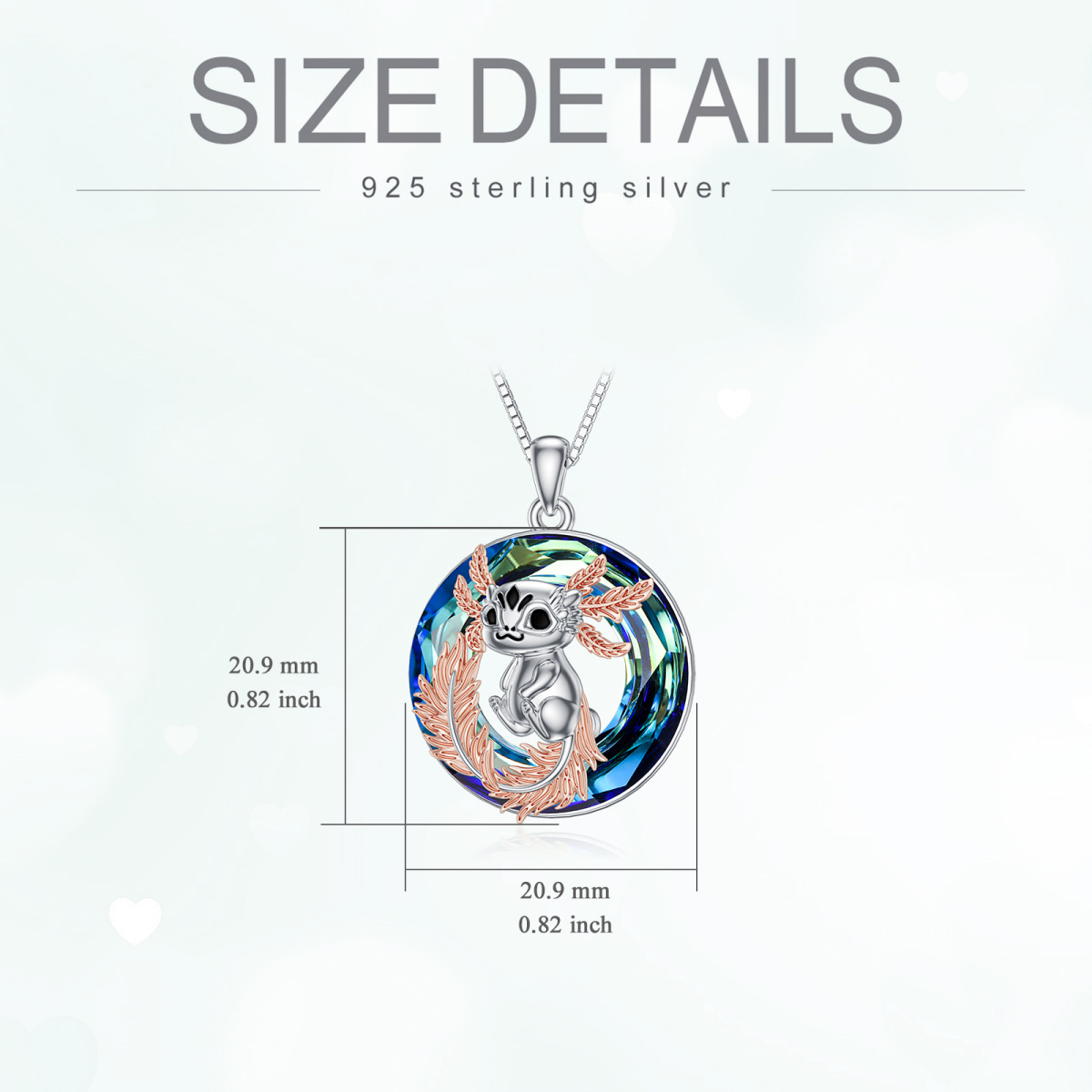 Sterling Silber zweifarbiger runder Axolotl-Kristall-Anhänger Halskette-6