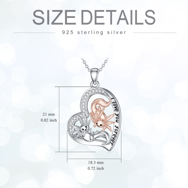Sterling Silver Zircon Salamander Pendant Necklace-5