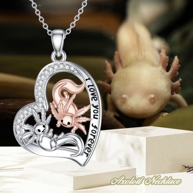 Sterling Silver Zircon Salamander Pendant Necklace-4