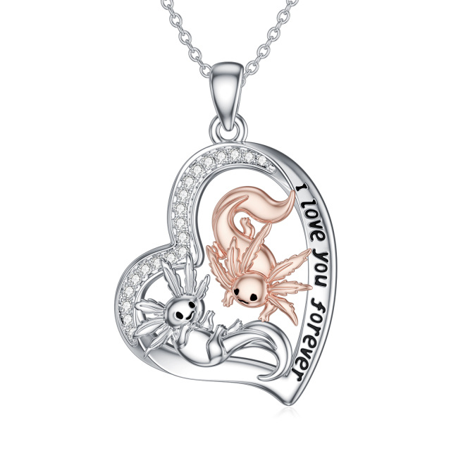 Sterling Silver Zircon Salamander Pendant Necklace-0