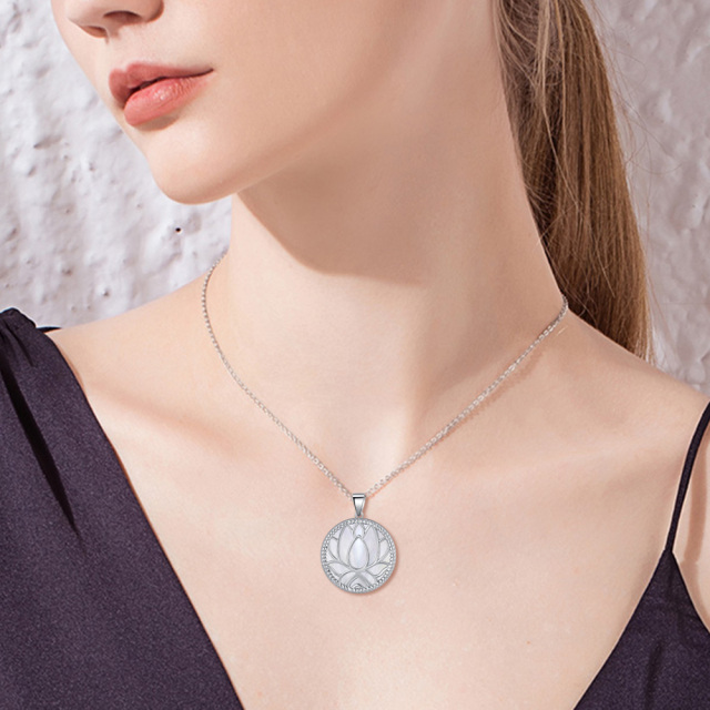 Sterling Silver Lotus Pendant Necklace-2