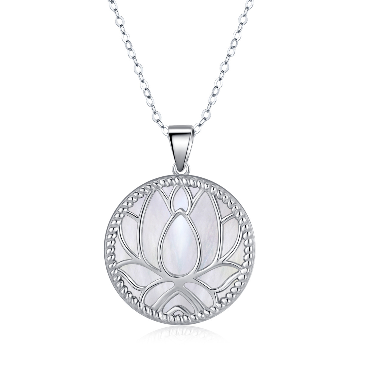 Sterling Silver Lotus Pendant Necklace-1