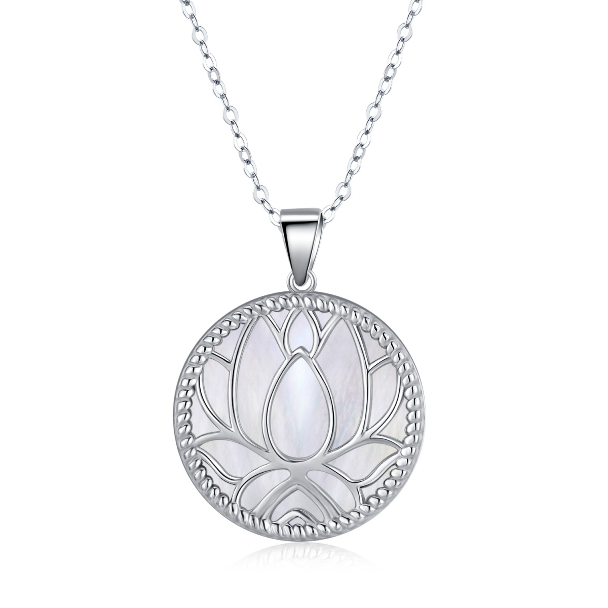 Sterling Silber Lotus-Anhänger Halskette-1