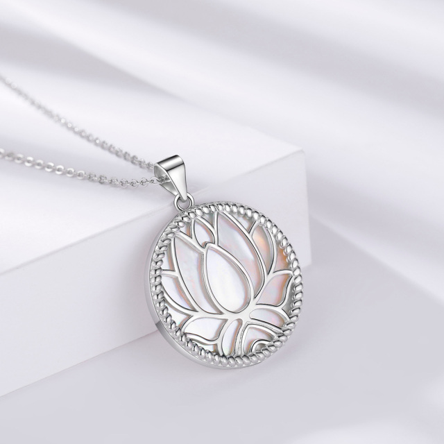 Sterling Silver Lotus Pendant Necklace-3