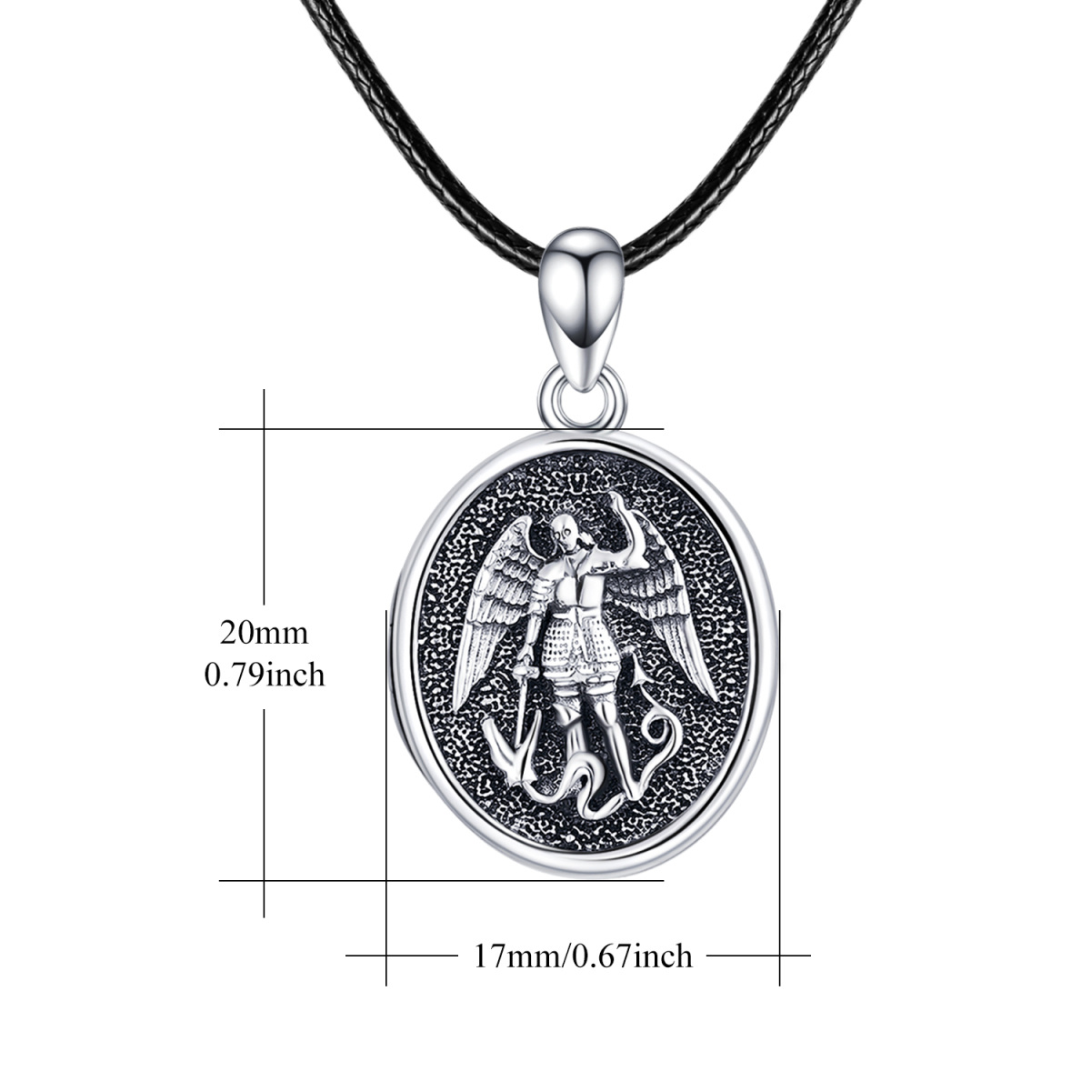 Sterling Silver Personalized Photo & Saint Michael Personalized Photo Locket Necklace with Engraved Word-6