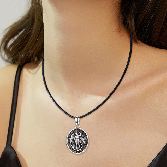 Colar de prata esterlina com foto personalizada e medalhão com foto personalizada de São M-1