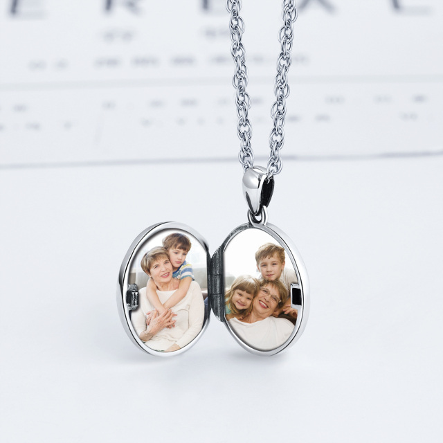 Sterling Silver Personalized Photo & Saint Michael Personalized Photo Locket Necklace with Engraved Word-4