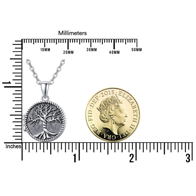 Sterling Silver Tree Of Life Personalized Photo Locket Necklace-5