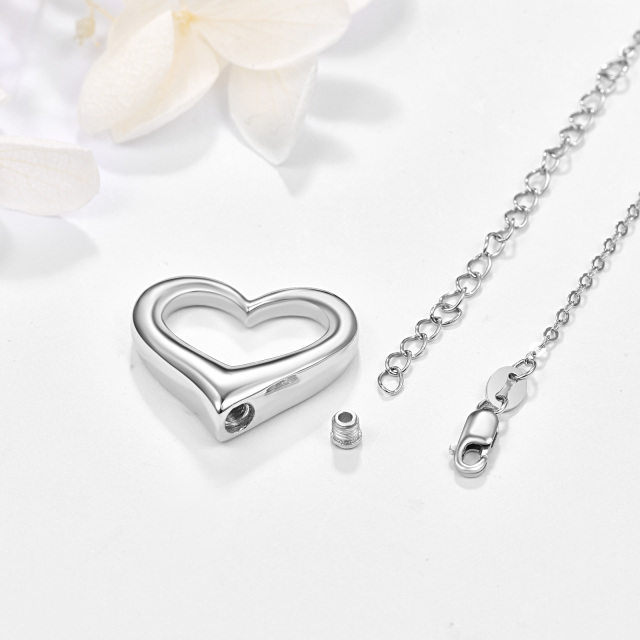 Collier en argent sterling pour cendres en forme de coeur avec chaîne en câble-3