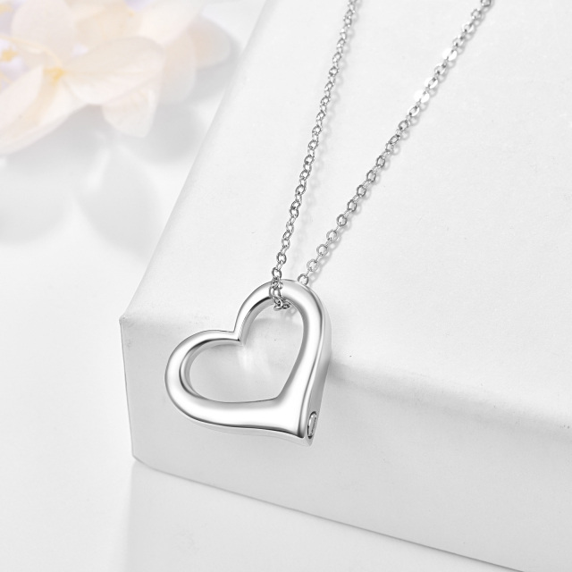 Sterling Silver Heart Urn Necklace for Ashes with Cable Chain-4