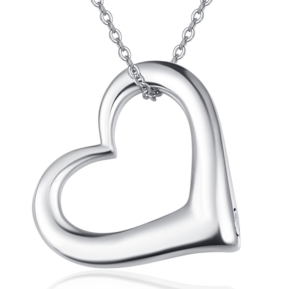 Sterling Silver Heart Urn Necklace for Ashes with Cable Chain-1