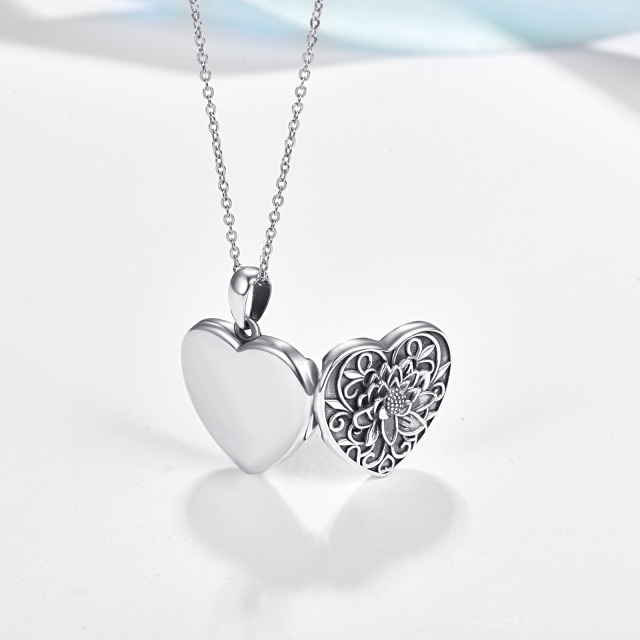 Collier en argent sterling avec pendentif photo personnalisé Lotus & Heart-2