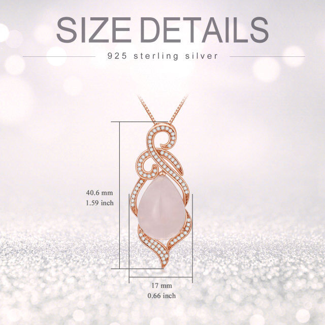 Sterling Silver with Rose Gold Plated Pear Shaped Crystal Drop Shape Pendant Necklace-3