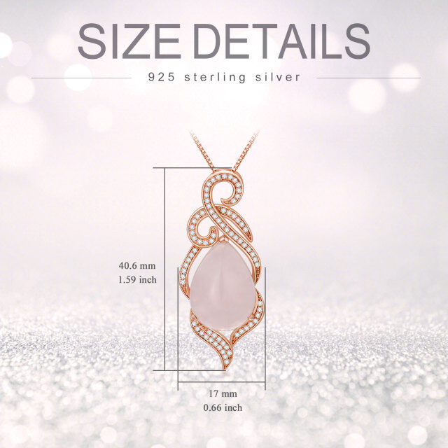 Sterling Silver with Rose Gold Plated Pear Shaped Crystal Drop Shape Pendant Necklace-2