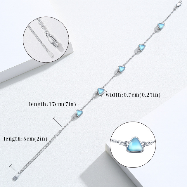 Bracelet chaîne de station de perles triangulaires en pierre de lune en argent sterling-3