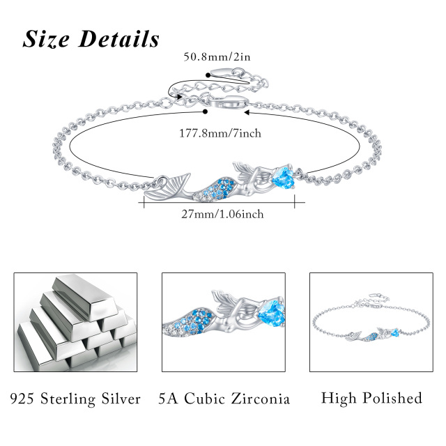 Sterling Silber Cubic Zirkonia Meerjungfrau Anhänger Armband-6