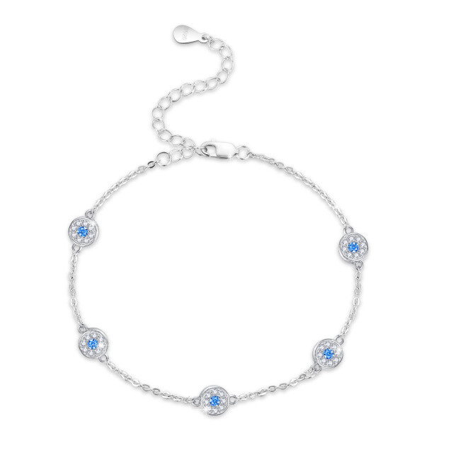 Bracelet en argent sterling avec perles en zircon cubique en forme d'oeil maléfique et cha-0