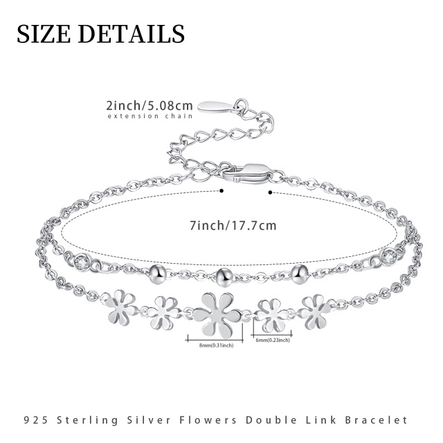 Sterling Silver Daisy Layerered Bracelet-4