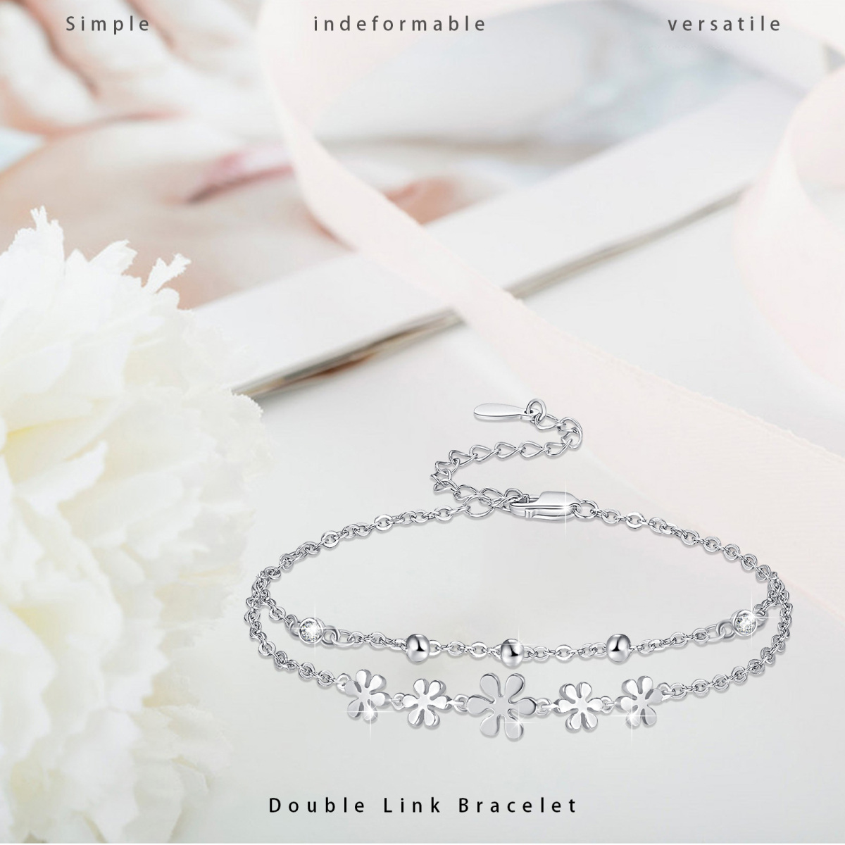 Bracelet de marguerites en argent sterling-6