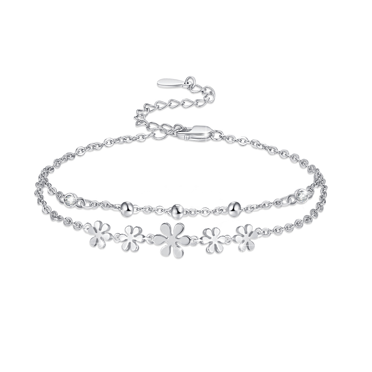 Pulsera de plata de ley Daisy Layerered-1