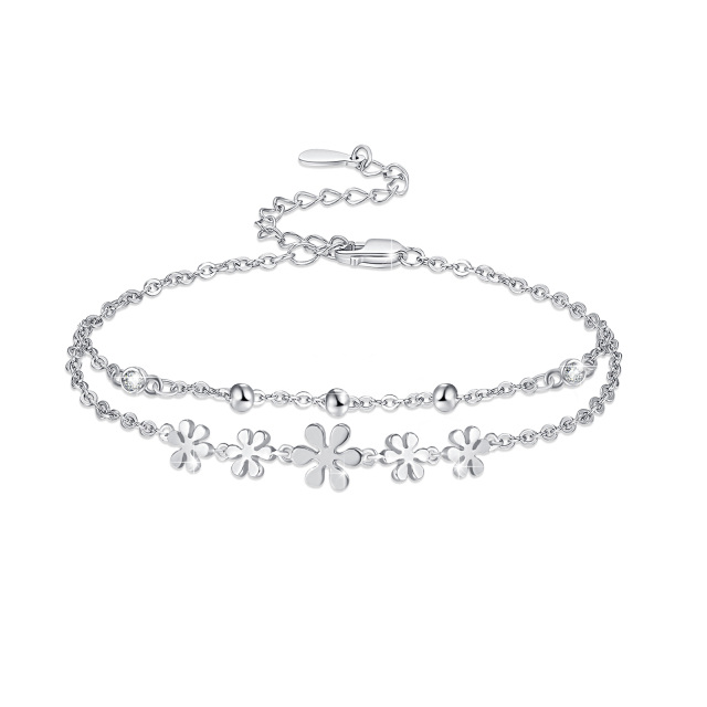 Sterling Silver Daisy Layerered Bracelet-0