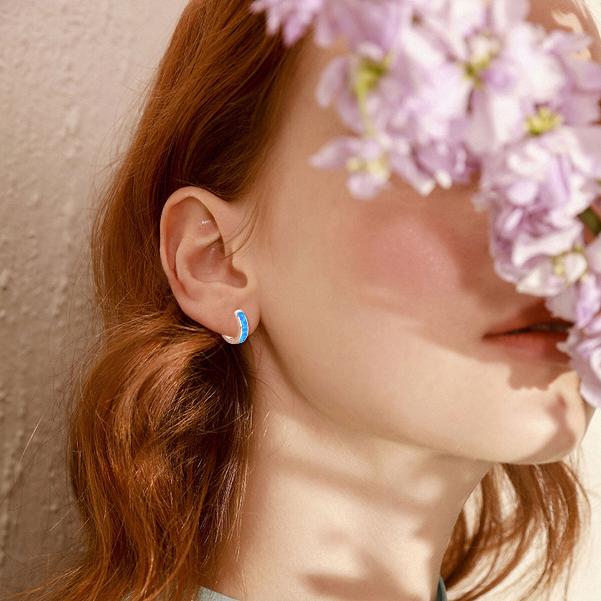 Sterling Silver with Rose Gold Plated Circular Shaped Opal Mother & Sisters Hoop Earrings-2