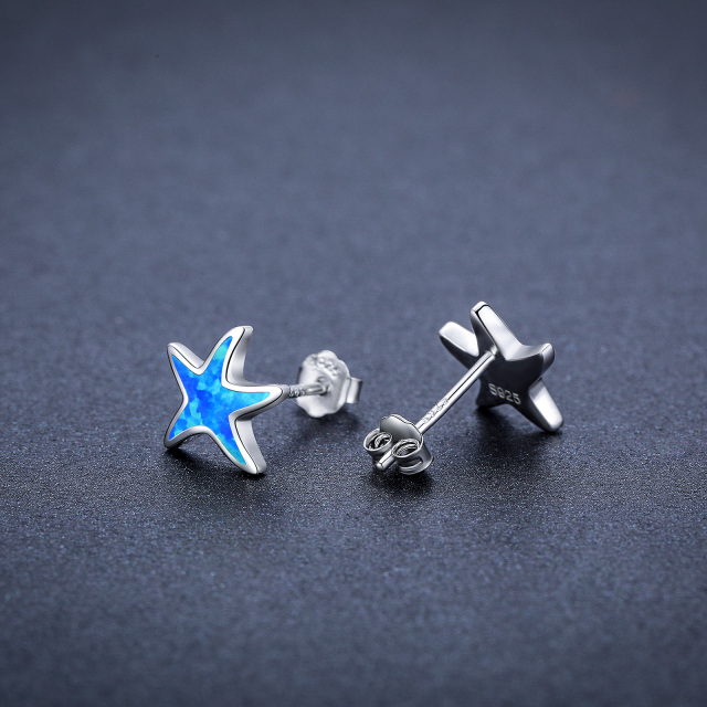 Starfish Earring 925 Sterling Silver Ocean Stud Earrings Sea Star Stud Earrings for Women-2