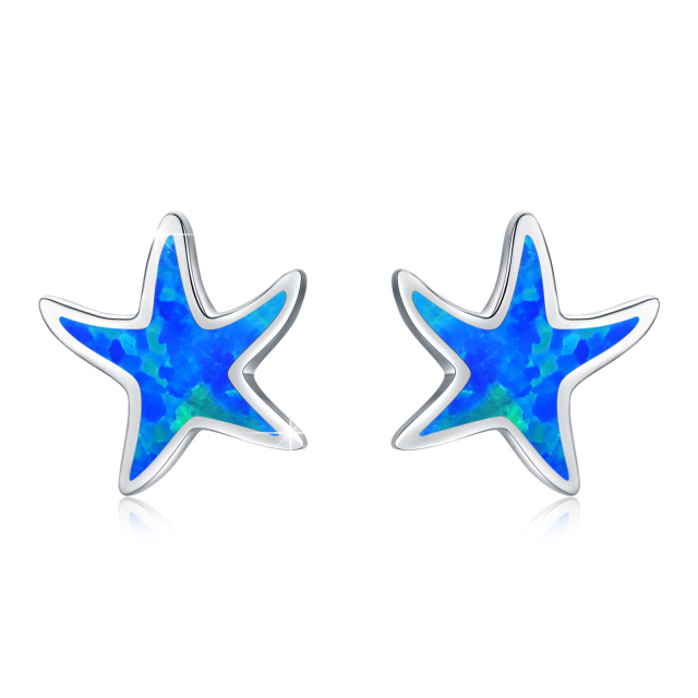 Pendientes de estrella de mar de plata de ley 925, pendientes de estrella de mar para mujer-0