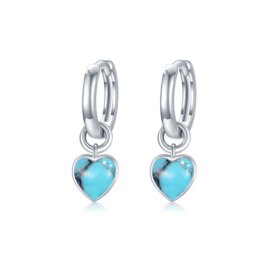 Sterling Silver Heart Turquoise Electrocardiogram Drop Earrings