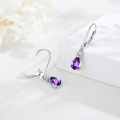 wholesale 925 Sterling Silver Purple Pear Cut Cubic Zirconia Drop Earrings For Women-0-6