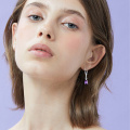 wholesale 925 Sterling Silver Purple Pear Cut Cubic Zirconia Drop Earrings For Women-0-4