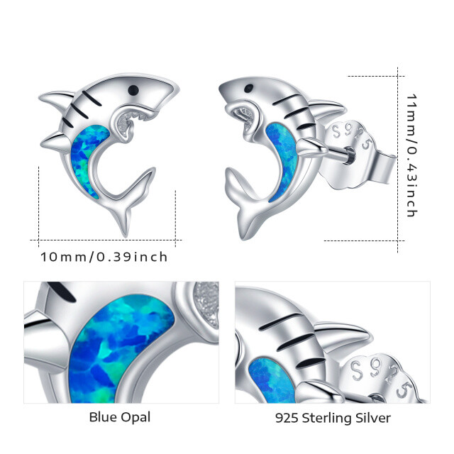 Boucles d'oreilles requin en argent sterling avec opale-4