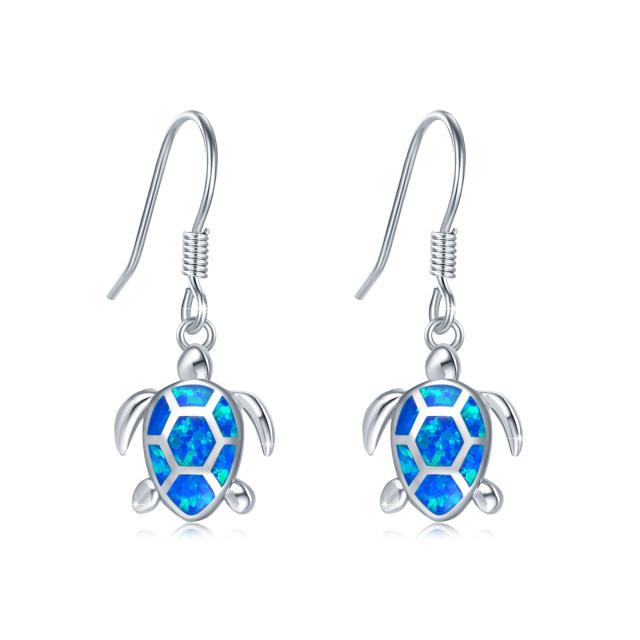 Sterling Silver Blue Opal Sea Turtle Drop Earrings Ocean Jewelry Gifts for Women-1