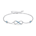 wholesale 925 Sterling Silver Infinity Bracelet With Blue Cubic Zirconia Stones For Women-0-0