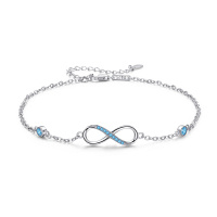 wholesale 925 Sterling Silver Infinity Bracelet With Blue Cubic Zirconia Stones For Women-